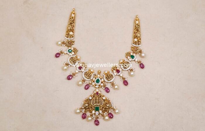 22Kt Gold Precious Ruby Emerald Necklace-2