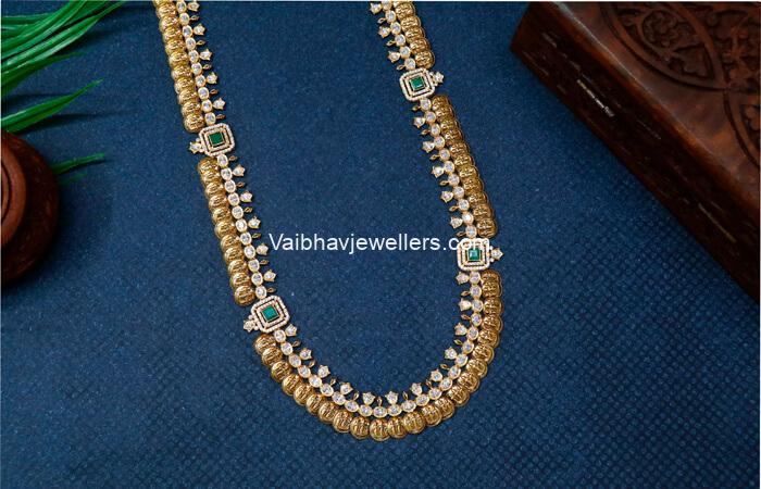 Vaibhav Jewellers 22K Precious Pachi Work CZ Haram-2
