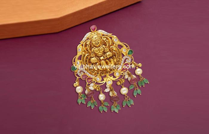 Vaibhav Jewellers 22Kt Gold Precious Pachi Work CZ Pendant