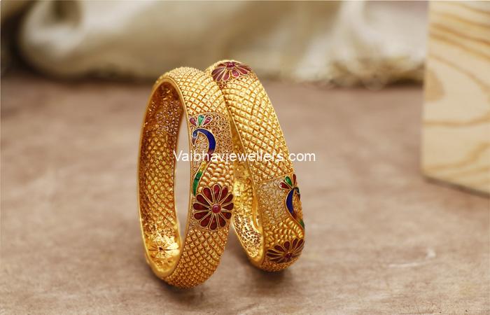 Vaibhav Jewellers 22K Antique Gold Gheru Bangles