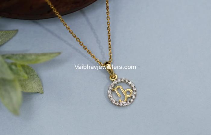 Vaibhav Jewellers 18Kt Diamond Capricorn Zodiac Sign Pendant