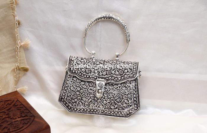 Vaibhav Jewellers Antique Silver Embossed Fancy Purse