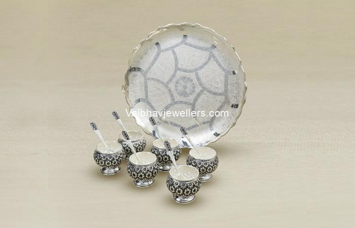 Antique Silver Bowl Set With Tray