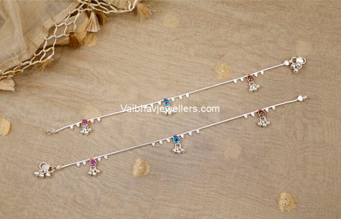 Silver Plain Simple Design Fancy Anklets