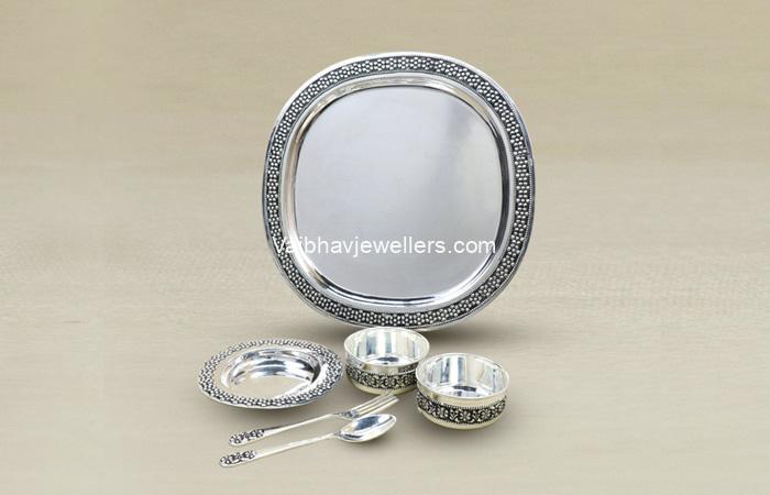 Floral Design Antique Silver Dinner Set