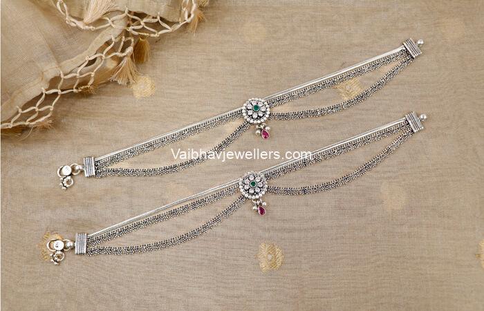 Antique Silver 2 Line Anklets