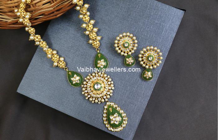 22Kt Polki Gold Haram