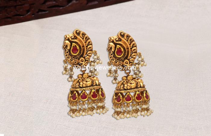 22Kt Gold Polki Pachi Buttalu Earrings