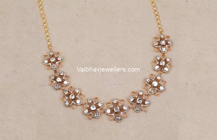 18Kt Gold Polki Designer Necklace