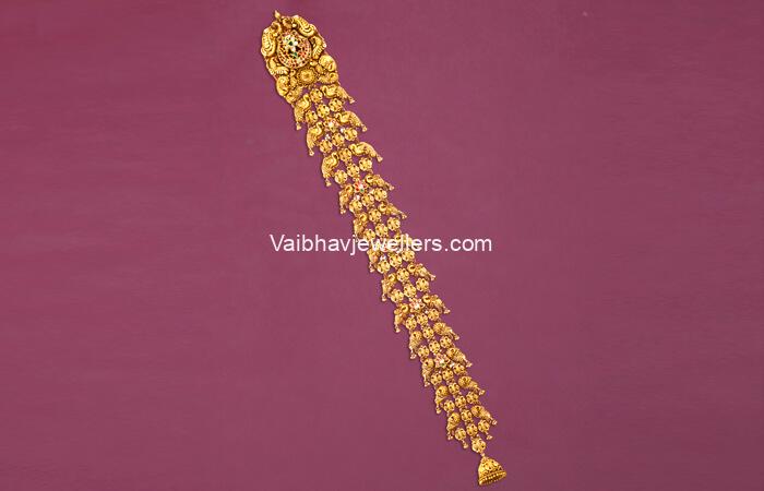 22Kt Gold Peacock Design Antique Kundan Jada