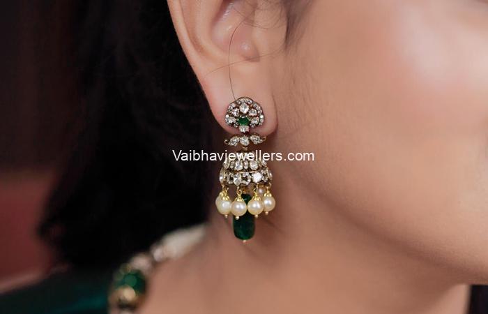 Gold Polki Jhumkas
