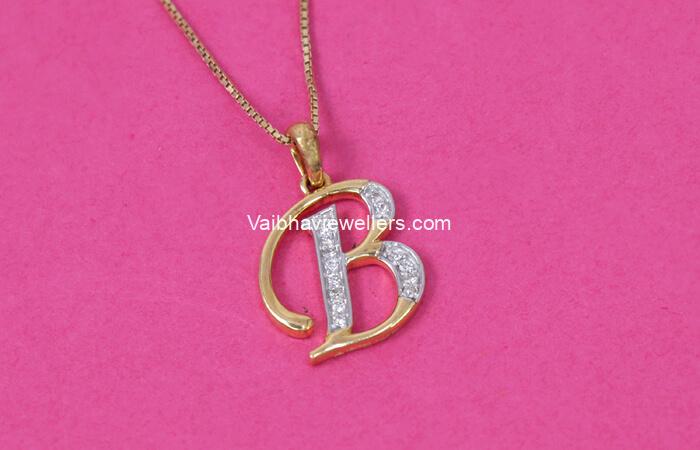 18Kt Beautiful B Letter Diamond Pendant 166VG6989