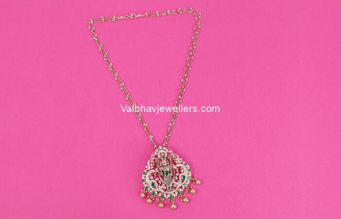 18Kt Divine Balaji Diamond Pendant With Italian Gold Chain 166VG7579