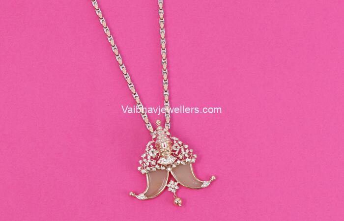 18Kt Gold Lord Balaji Tiger Nail Diamond Pendant Chain 166VG7777