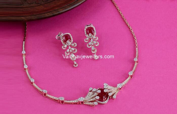 14Kt Glitz N Glam Diamond Necklace And Earrings Set 484VA484