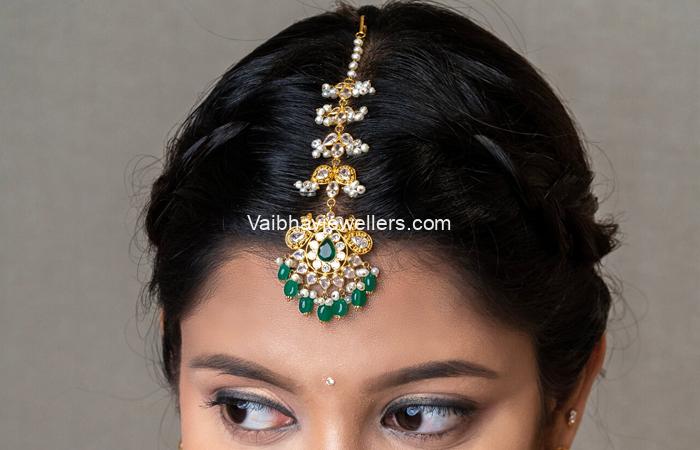 22Kt Gold Pearl Maang Tikka