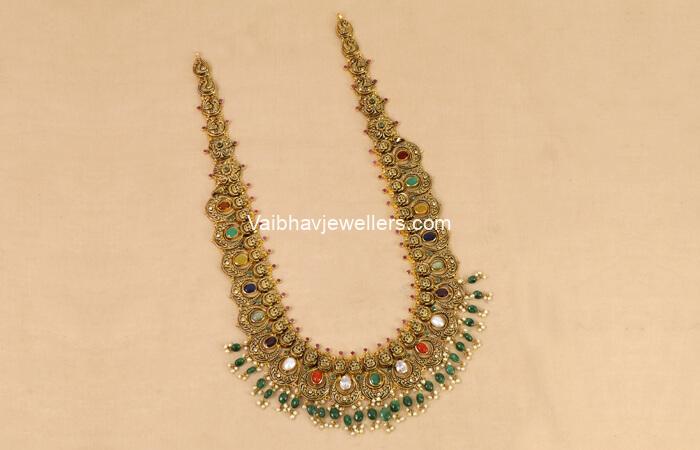 22Kt Gold Majestic Navratna Lakshmi Chandbali Haram