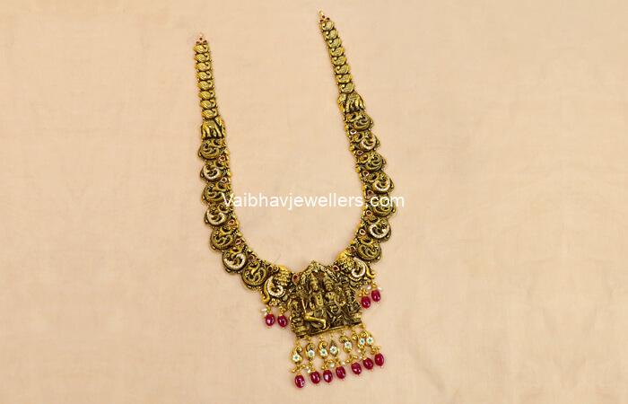 22Kt Divine Shiv Parivar Antique Gold Haram