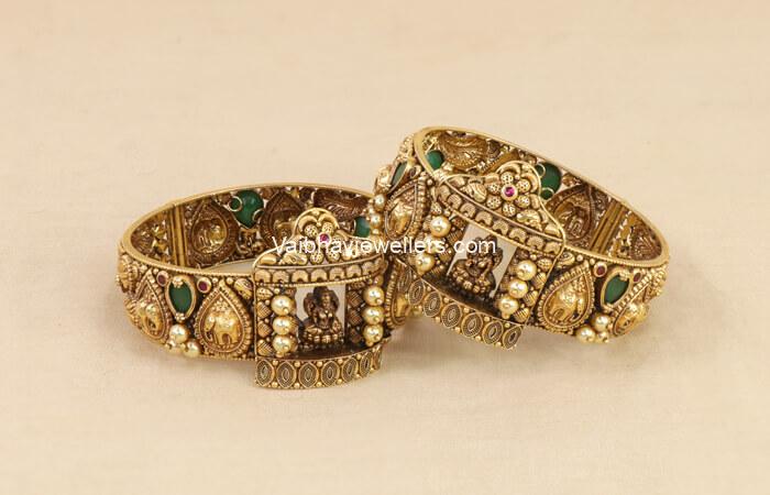22Kt Gold Antique Temple Bangles