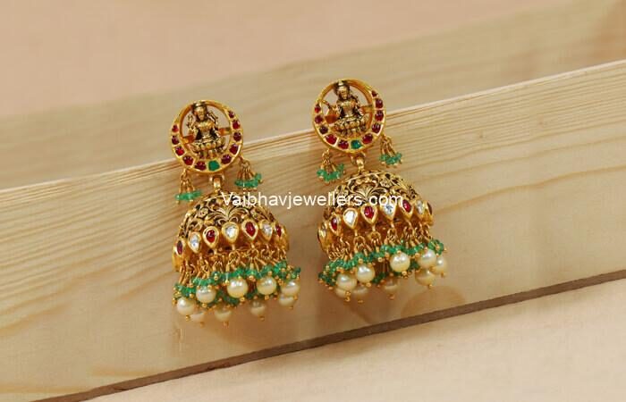 22Kt Gold Traditional Bridal Lakshmi Jhumkas
