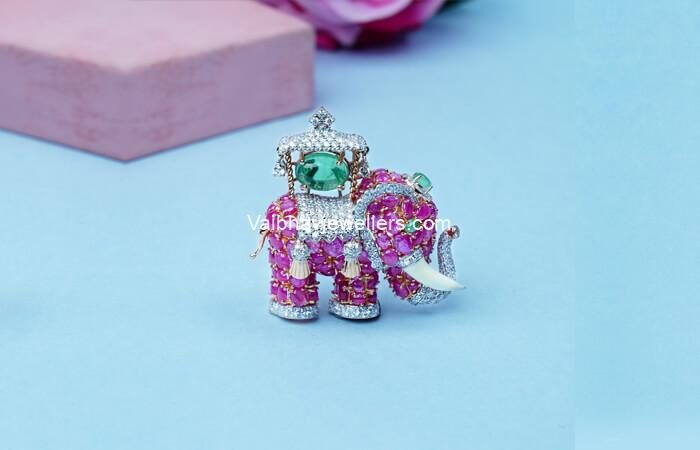 Royal Elephant Diamond Brooch
