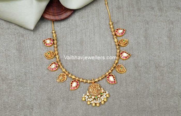Traditional Paisley Polki Gold Necklace
